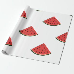 Vintage pattern with slices of watermelon on a whi wrapping paper