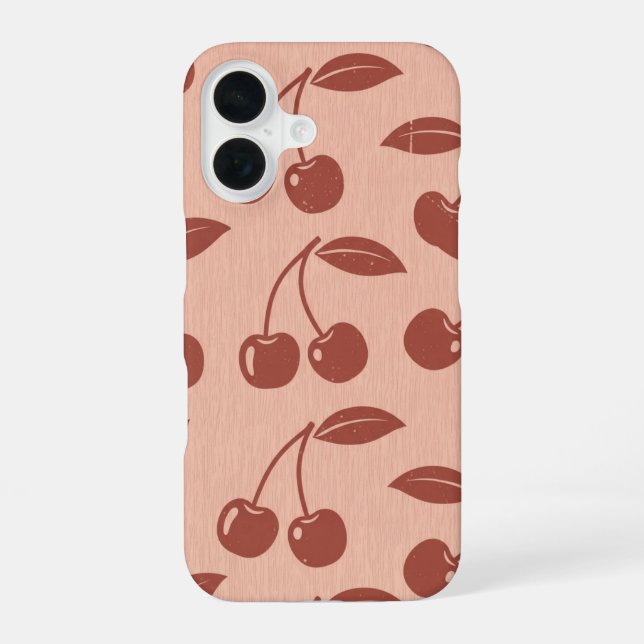 Vintage Pattern with Stylized Cherries iPhone Case (Back)