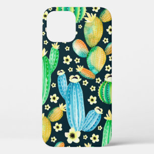 Vintage pattern with succulents. Watercolor cactus iPhone 12 Case