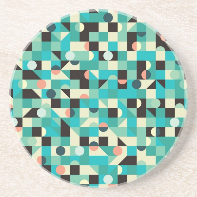 Vintage pattern with triangles and circles. coaster (Front)