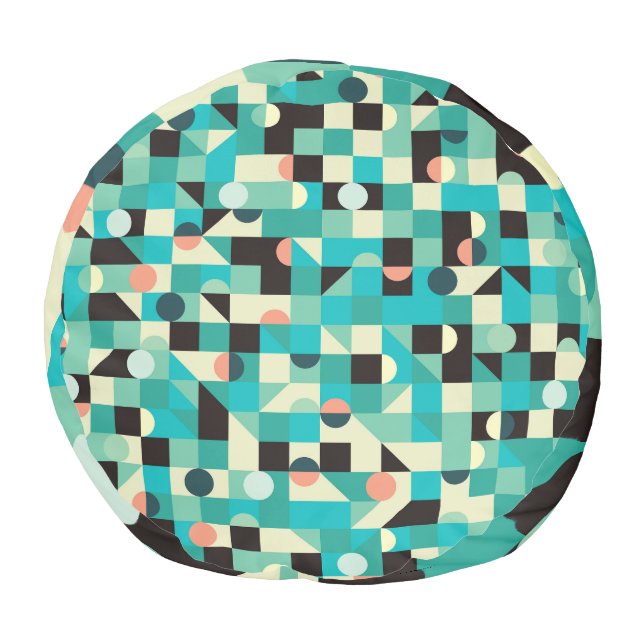 Vintage pattern with triangles and circles. pouf (Bottom)