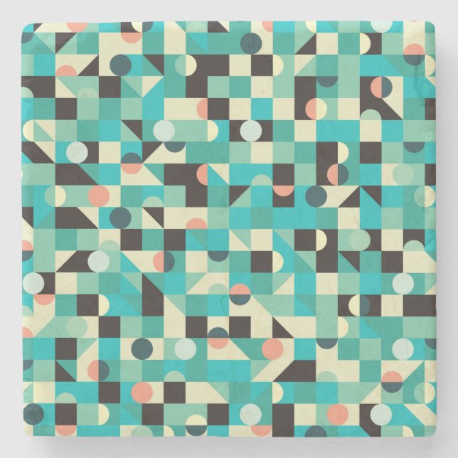 Vintage pattern with triangles and circles. stone coaster (Front)