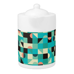 Vintage pattern with triangles and circles. teapot
