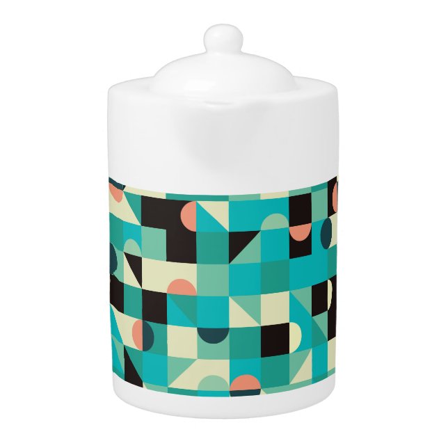 Vintage pattern with triangles and circles. teapot (Front)