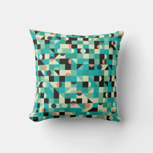 Vintage pattern with triangles and circles. throw pillow