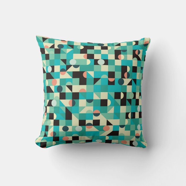 Vintage pattern with triangles and circles. throw pillow (Front)