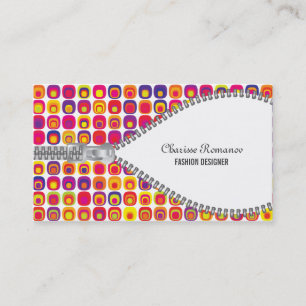 Vintage Pattern Zipper Fashion Business Card