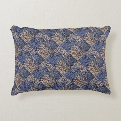 Vintage Patterned Blue and Gold Accent Pillow