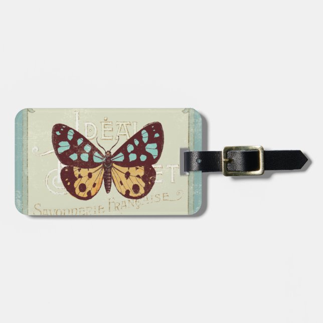 Vintage Patterned Butterfly Luggage Tag (Front Horizontal)