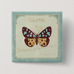 Vintage Patterned Butterfly Pinback Button