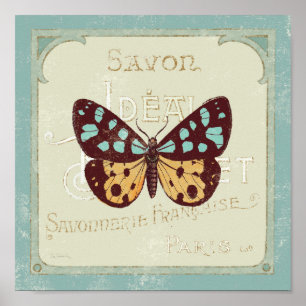 Vintage Patterned Butterfly Poster