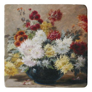 Vintage Paul Biva Astern in vase Floral Trivet