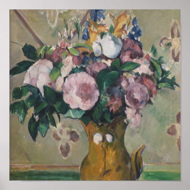 Vintage Paul Cezanne Vase of Flowers Poster (Front)