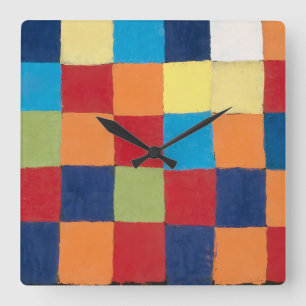 Vintage Paul Klee Qu 1 Color Chart Squares Art Square Wall Clock
