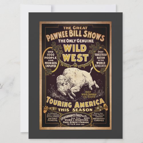 Vintage Pawnee Bill Wild West Show Flat Card