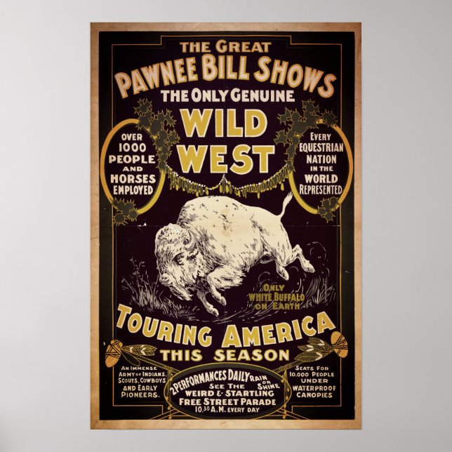 Vintage Pawnee Bill Wild West Show Poster (Front)