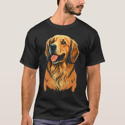 Vintage Paws Classic Golden Dog Retriever Artwork T-Shirt