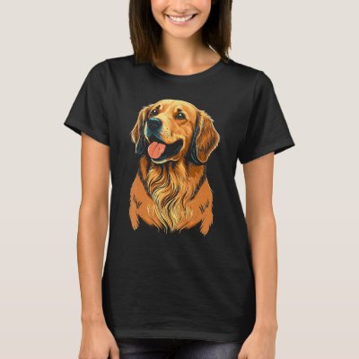Vintage Paws Classic Golden Dog Retriever Artwork T-Shirt