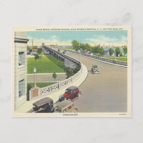 Vintage Peace Bridge Crossing New York Ontario Postcard
