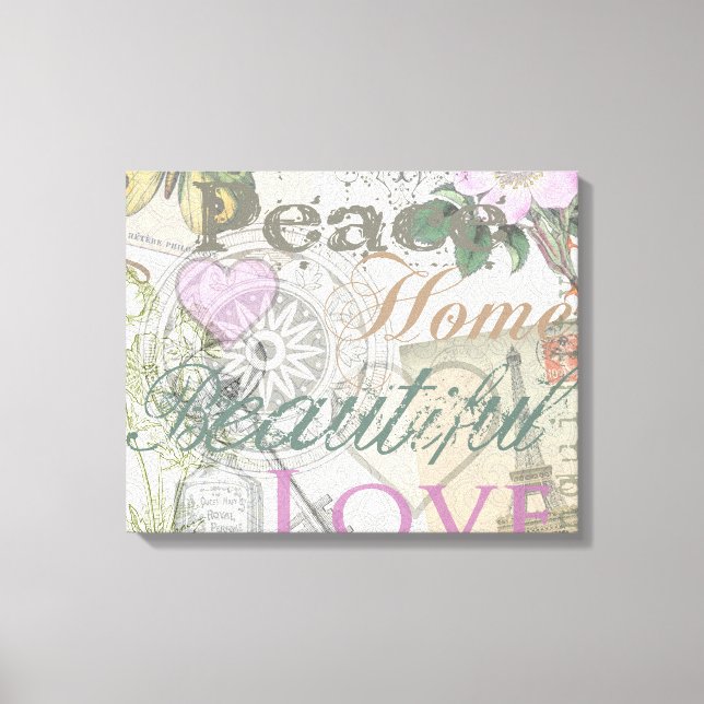 Vintage Peace Home Beautiful Love Canvas Print (Front)