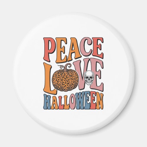Vintage Peace Love Halloween Pumpkin Skull Design_ Magnet