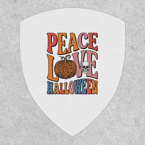 Vintage Peace Love Halloween Pumpkin Skull Design_ Patch