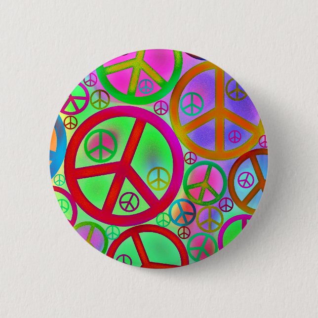 Vintage Peace Love Heart Button (Front)