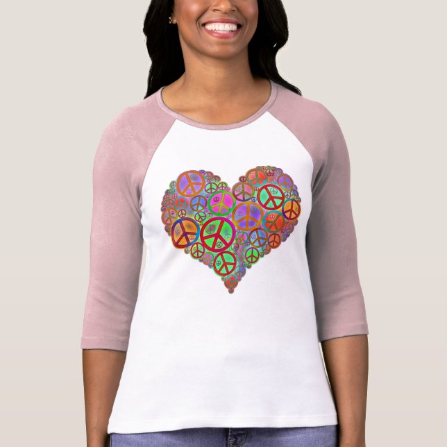 Vintage Peace Love Heart T-Shirt (Front)