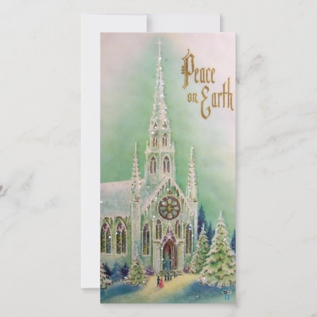 Vintage Peace on Earth Christmas Photo Card (Front)