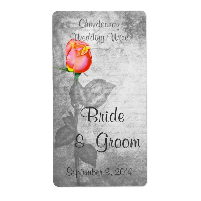 Vintage Peace Rose Wedding Label (Front)