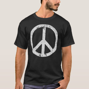 Vintage Peace Sign White Distressed T-shirt T-Shir