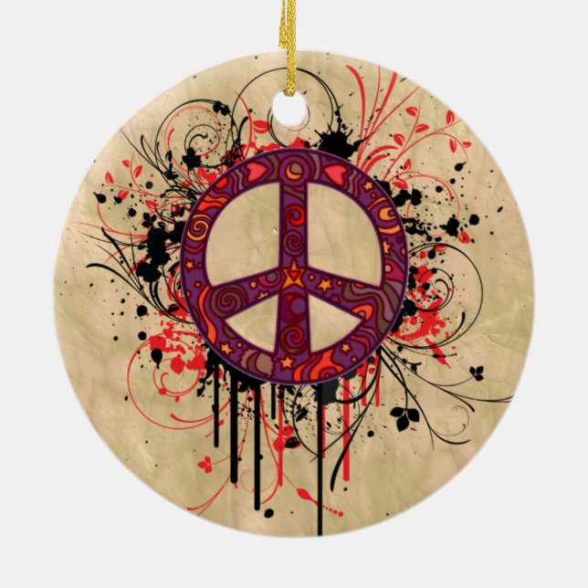 VINTAGE PEACE SYMBOL CERAMIC ORNAMENT (Back)