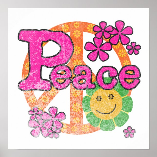 Vintage Peace T-shirts and Gifts Poster (Front)