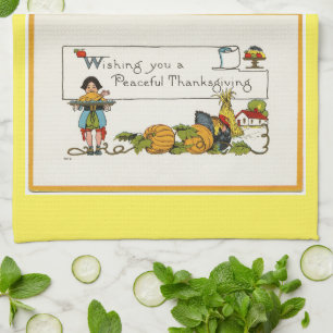 Vintage Peaceful Thanksgiving Kitchen Towel