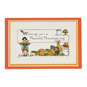 Vintage Peaceful Thanksgiving Placemat