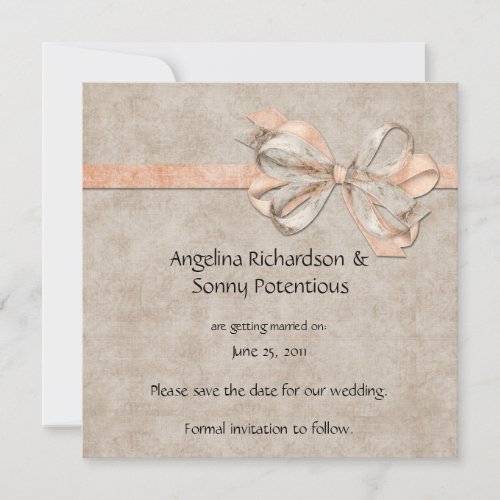Vintage Peach and Brown Pattern Save The Date