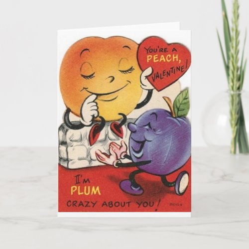 Vintage Peach And Plum Valentines Day Card