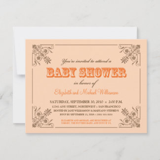 Vintage Peach Baby Shower Invitation