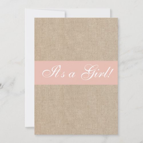Vintage Peach Burlap Baby Shower Invitation