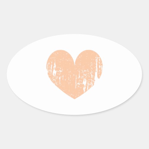 Vintage peach color wedding heart oval sticker
