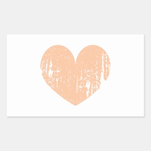 Vintage peach color wedding heart rectangular sticker