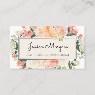 Vintage Peach Floral Professional Business Cards