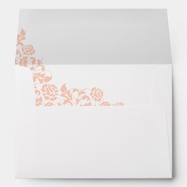 Vintage Peach Floral Rose Lace Wedding Envelope (Back (Bottom))