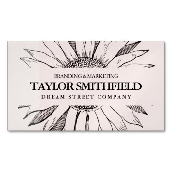Vintage Peach Floral Sunflower Business Card Magnet by TwoTravelledTeens at Zazzle