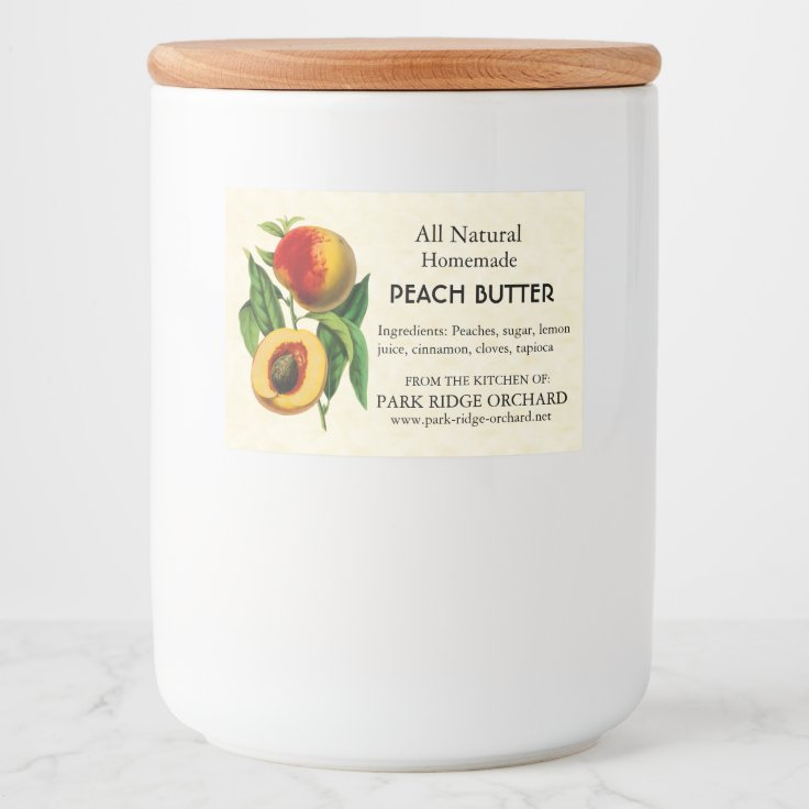 Vintage Peach Food Label Zazzle