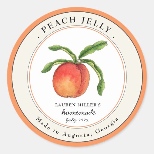 Vintage Peach Jelly Jam jar Round label