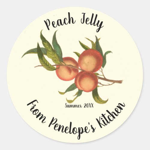 Vintage  Peach Jelly Label From Your Kitchen Dated