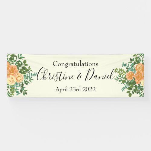 Vintage Peach Rose Wedding Banner