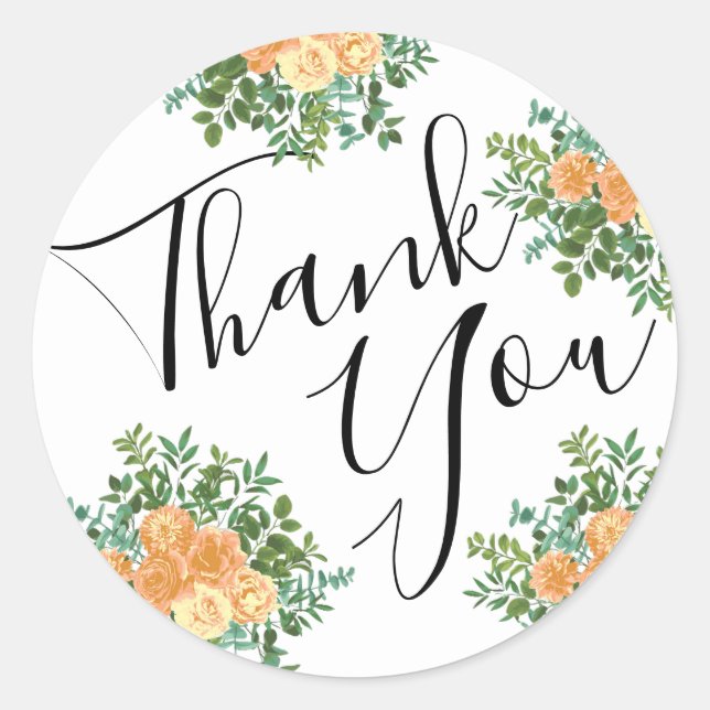 Vintage Peach Rose Wedding Classic Round Sticker (Front)