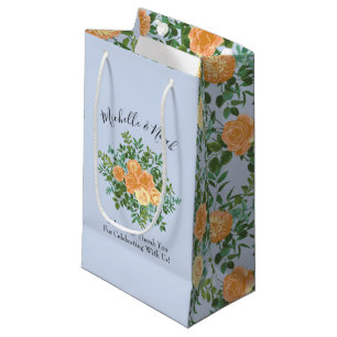 Vintage Peach Rose Wedding with Light Blue Small Gift Bag